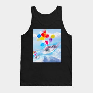 Cute Turtle Flying With Balloons Tank Top